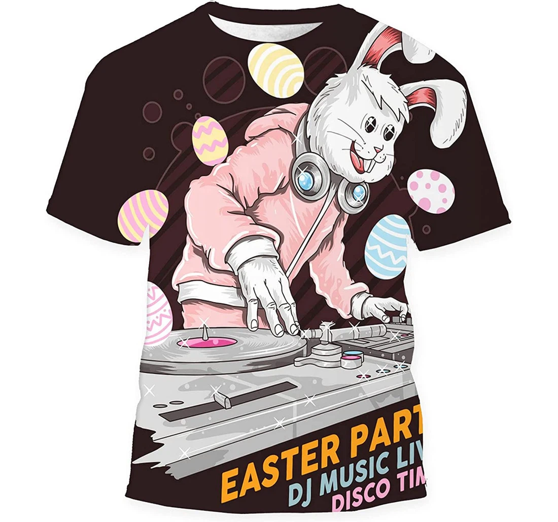 Easter Rabbit Dj Party Gift Birthday Holiday - 3D Printed T-shirt