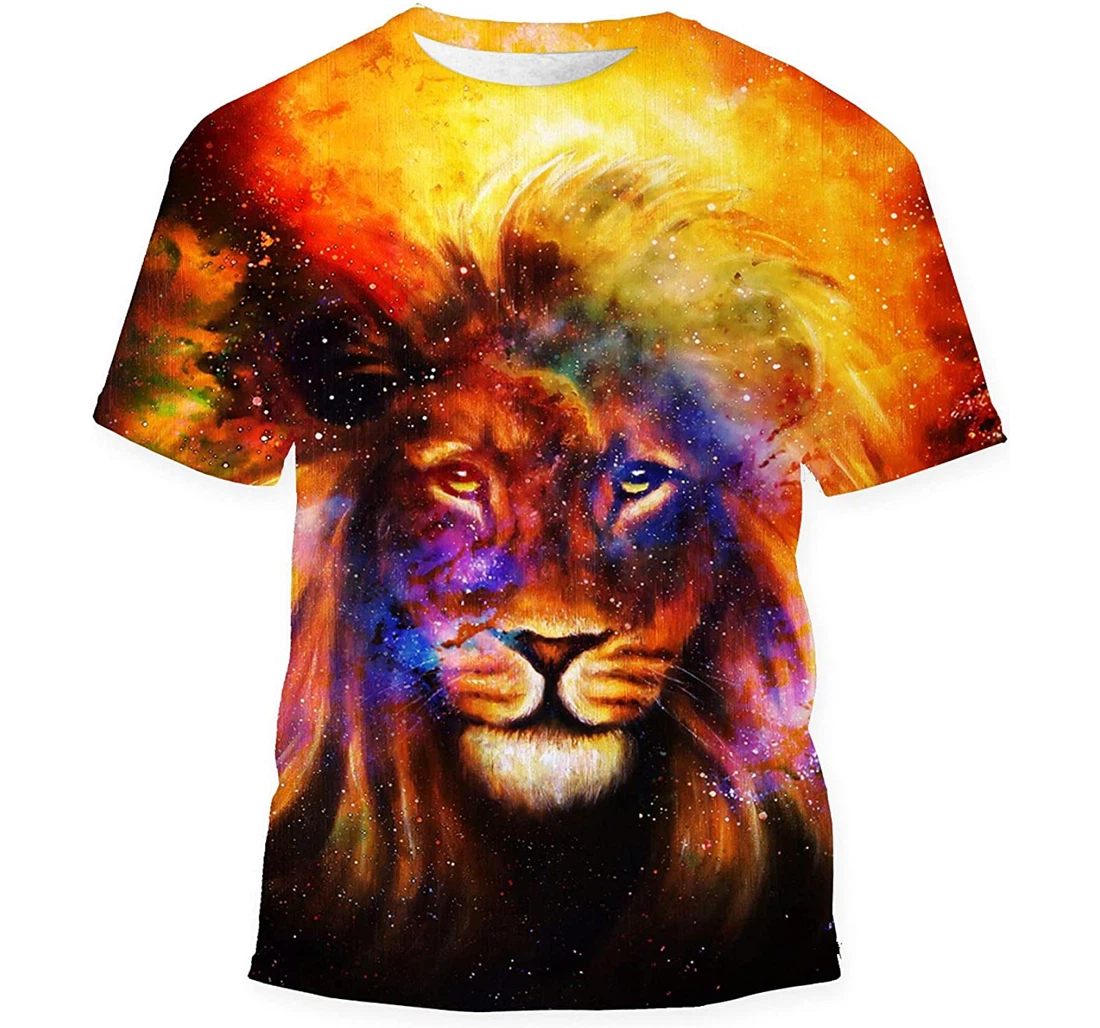 Portrait Lion Cosmic Space Eye Contact Gift Birthday Holiday - 3D Printed T-shirt