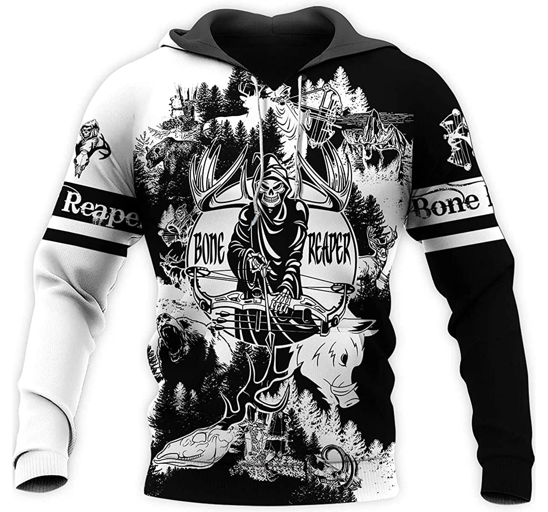 Bone Reaper And White Lightweight Sportwear Up - 3D Printed Pullover Hoodie