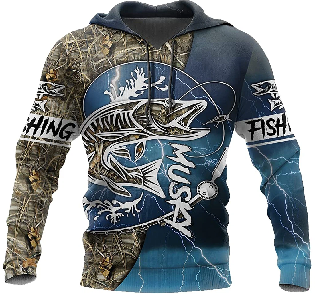 Peronalized Name Musky Fishing Custom Lightweight Sportwear Up - 3D Printed Pullover Hoodie