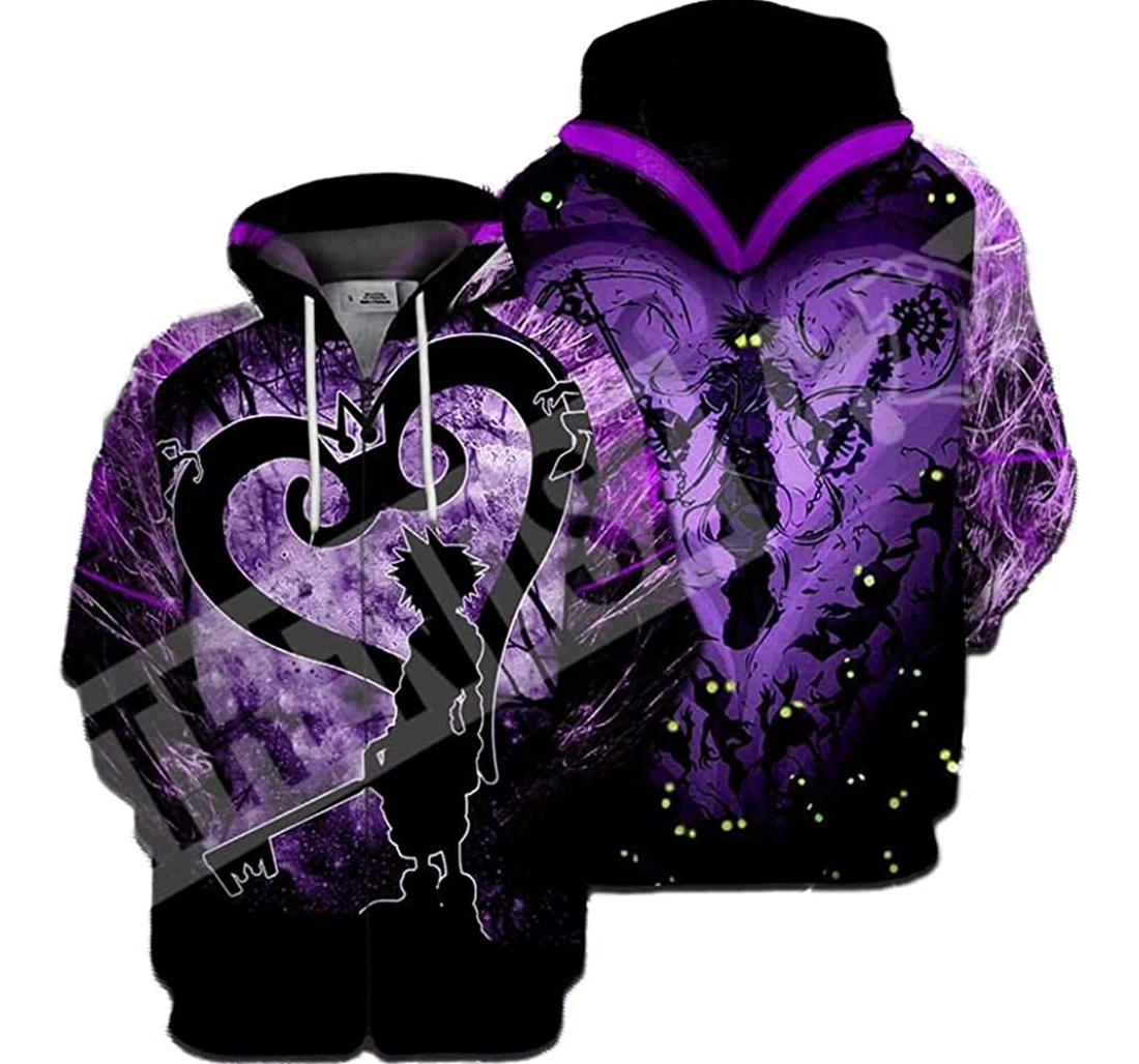 Purple Ghost At Night Lightweight Premium Sportwear Up - 3D Printed Pullover Hoodie