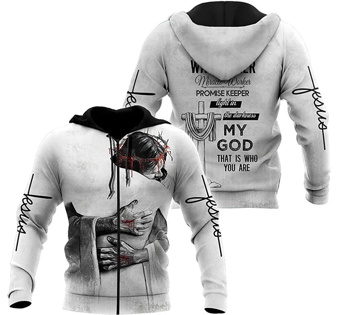 Personalized Custom Name Jesus Easter Way Maker Miracle Worker Lightweight Sportwear Up - 3D Printed Pullover Hoodie