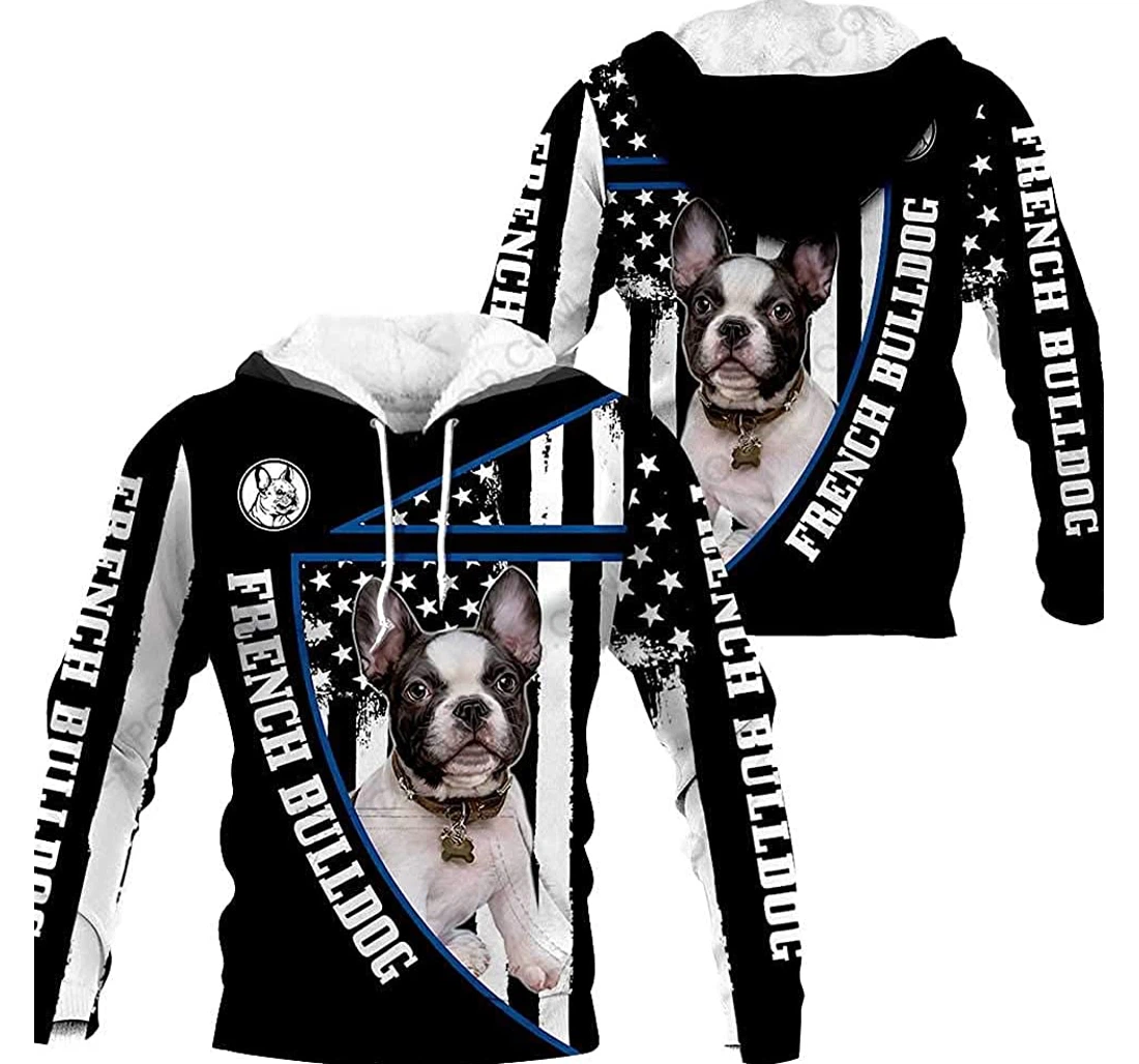 French Bulldog Flag In Lightweight Premium Sportwear Up - 3D Printed Pullover Hoodie
