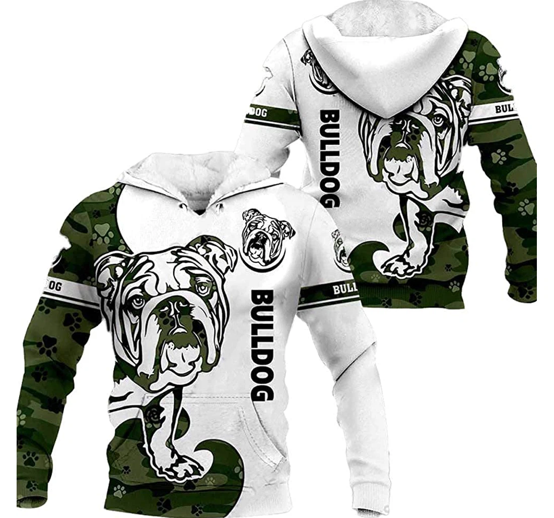 Bulldog In Green Pattern Lightweight Premium Sportwear Up - 3D Printed Pullover Hoodie