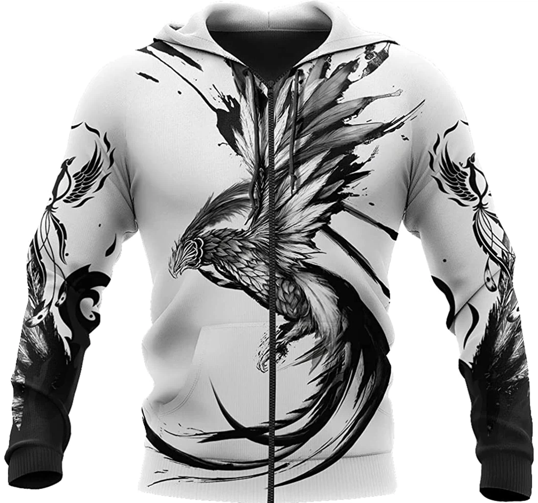 Phoenix Tattoo Style Lightweight Sportwear Up - 3D Printed Pullover Hoodie