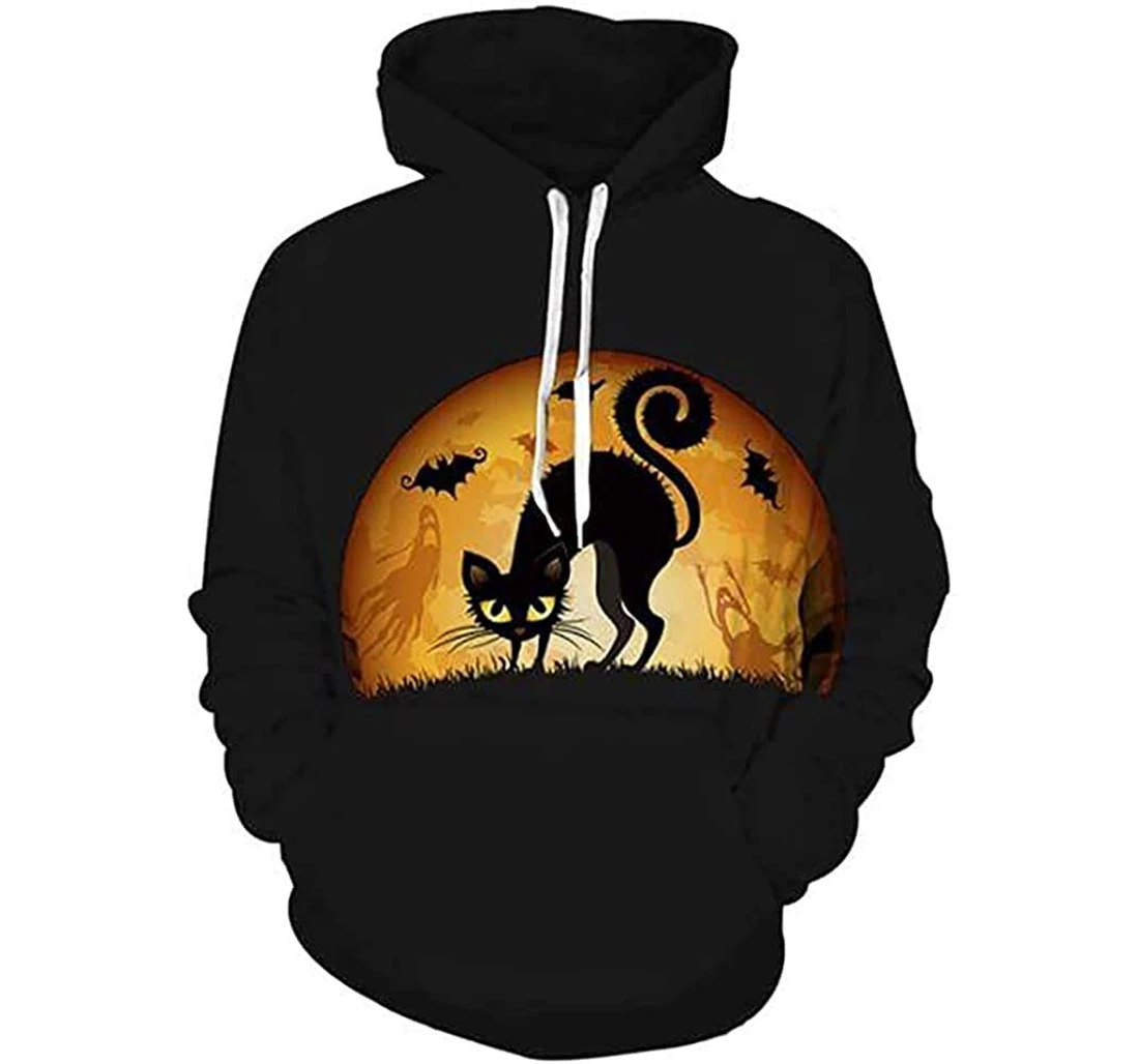 Cat Halloween - 3D Printed Pullover Hoodie