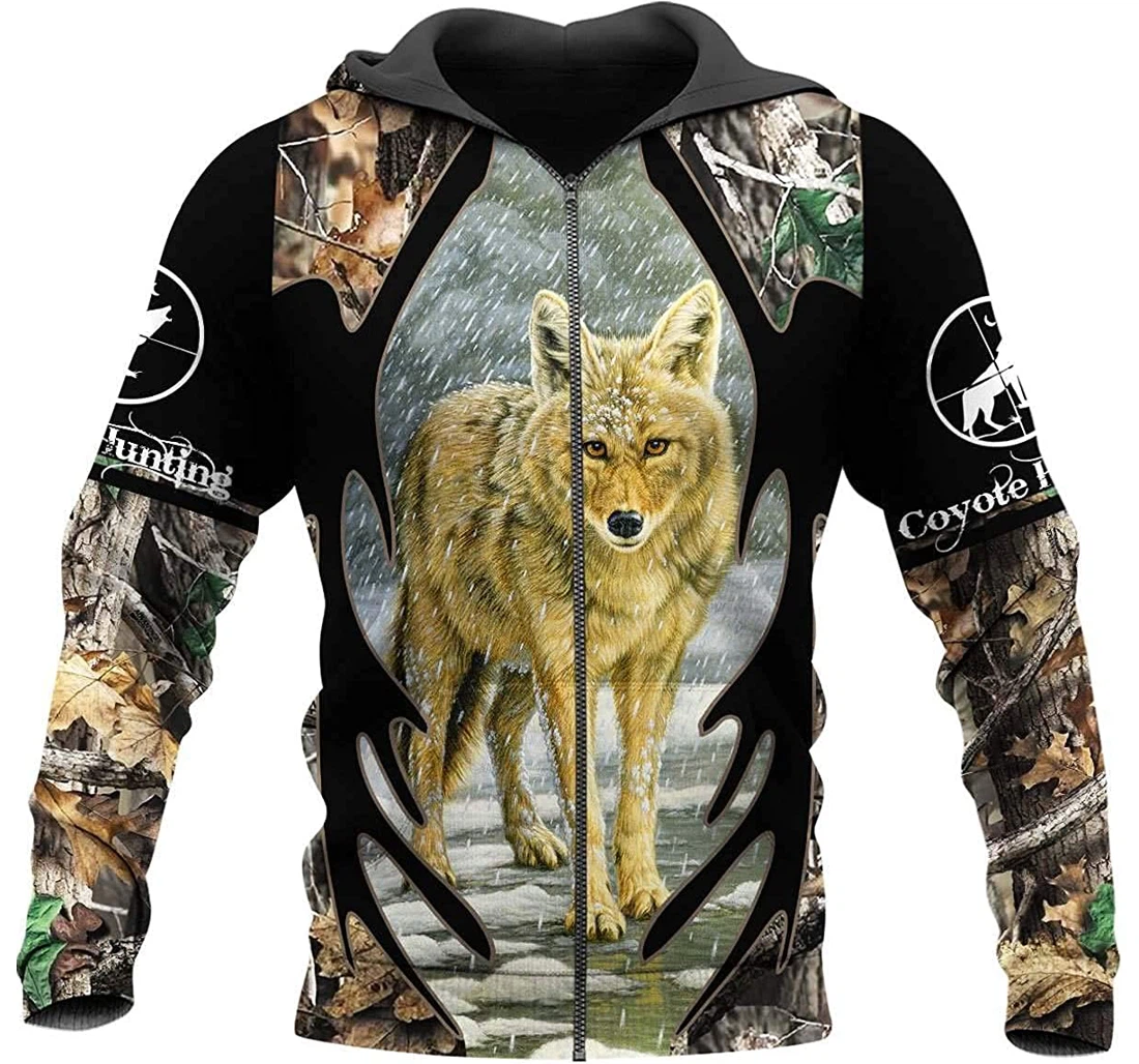 Coyote Hunting Lightweight Sportwear Up - 3D Printed Pullover Hoodie