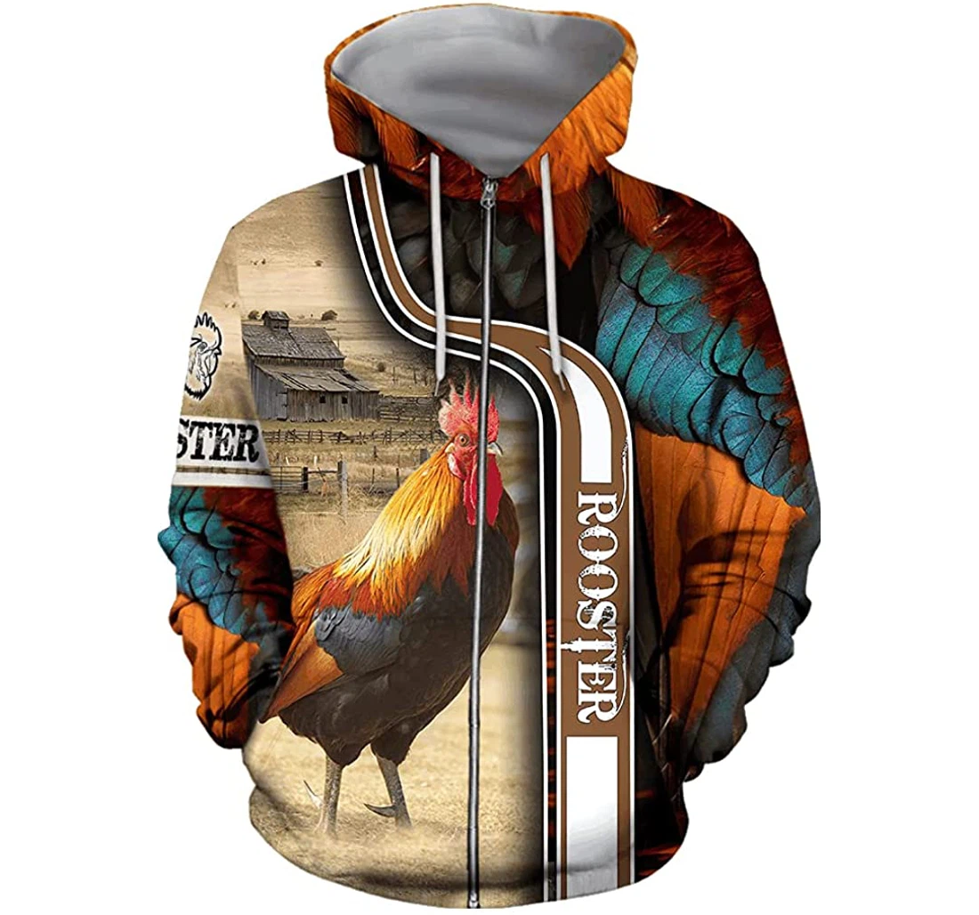 Personalized Custom Name Rooster Lightweight Sportwear Up - 3D Printed Pullover Hoodie