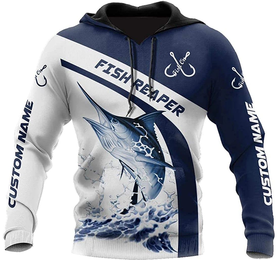 Personalized Name Marlin Fishing Fish Reaper Premium Sportwear Up - 3D Printed Pullover Hoodie