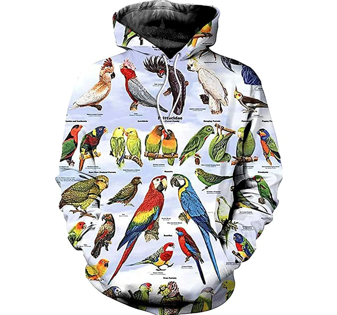 Types Of Parrot - 3D Printed Pullover Hoodie