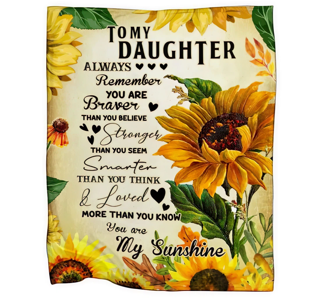 MOLYCHO Sunflowers to My Mom Throw Blanket from Daughter Everything I Am Inspirational and Love Words Birthday Mothers Day Bed Flannel Blankets for Couch Beds Bedroom Sofa Chair 60X50