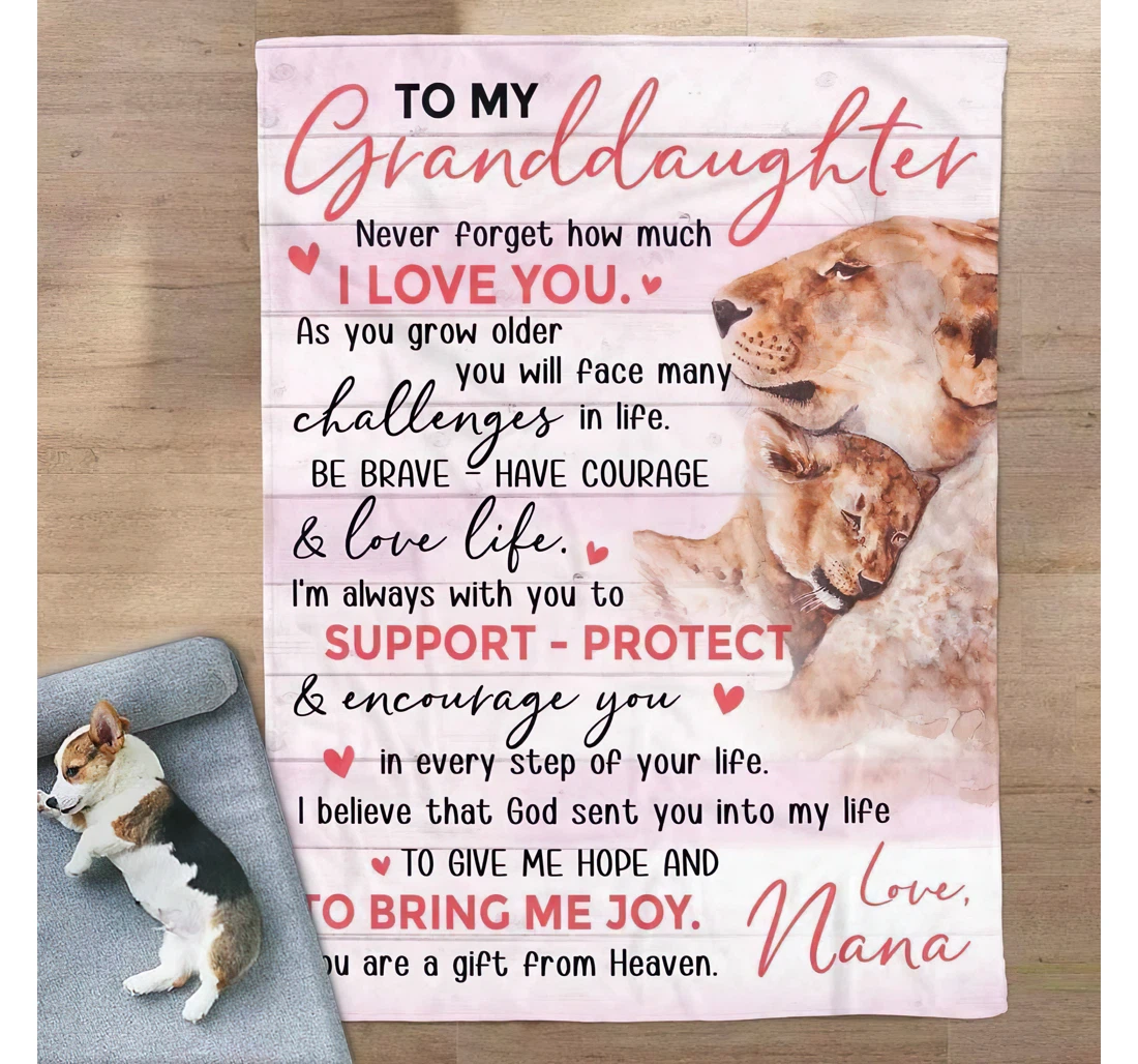 Throw Blanket, Quilt - Personalized Nickname Nana Grandma Lion To Granddaughter Sweet Quotes Never Forget How Much I Love You Loving Print Cute Lion Family Ideas Gifts Day Sherpa Fleece