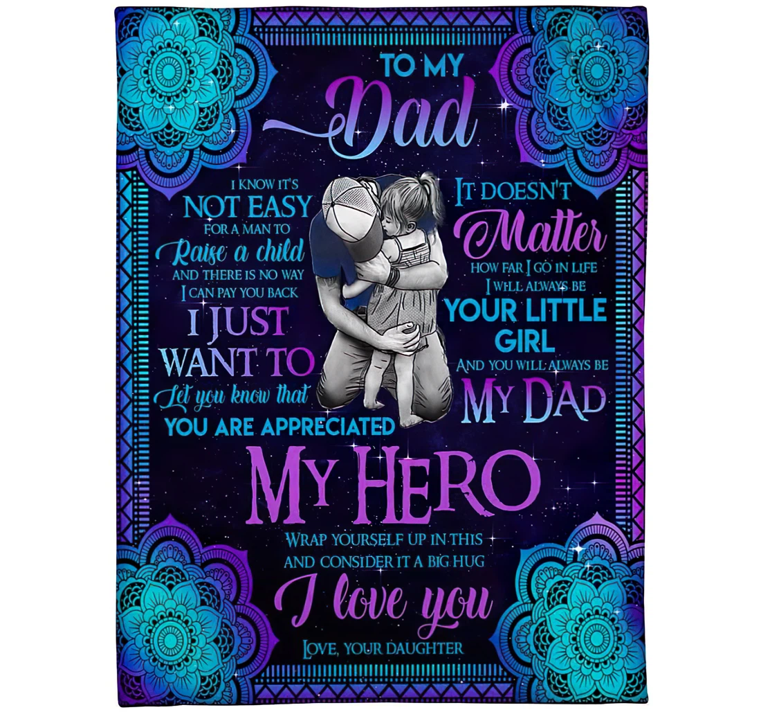 Throw Blanket, Quilt - Personalized To Dad From Daughter Big Hugging Dad And Daughter Novelty Print Gifts Daddy Sweet Quotes Gifts Dad Autumn Gifts Fathers Day Sherpa Fleece