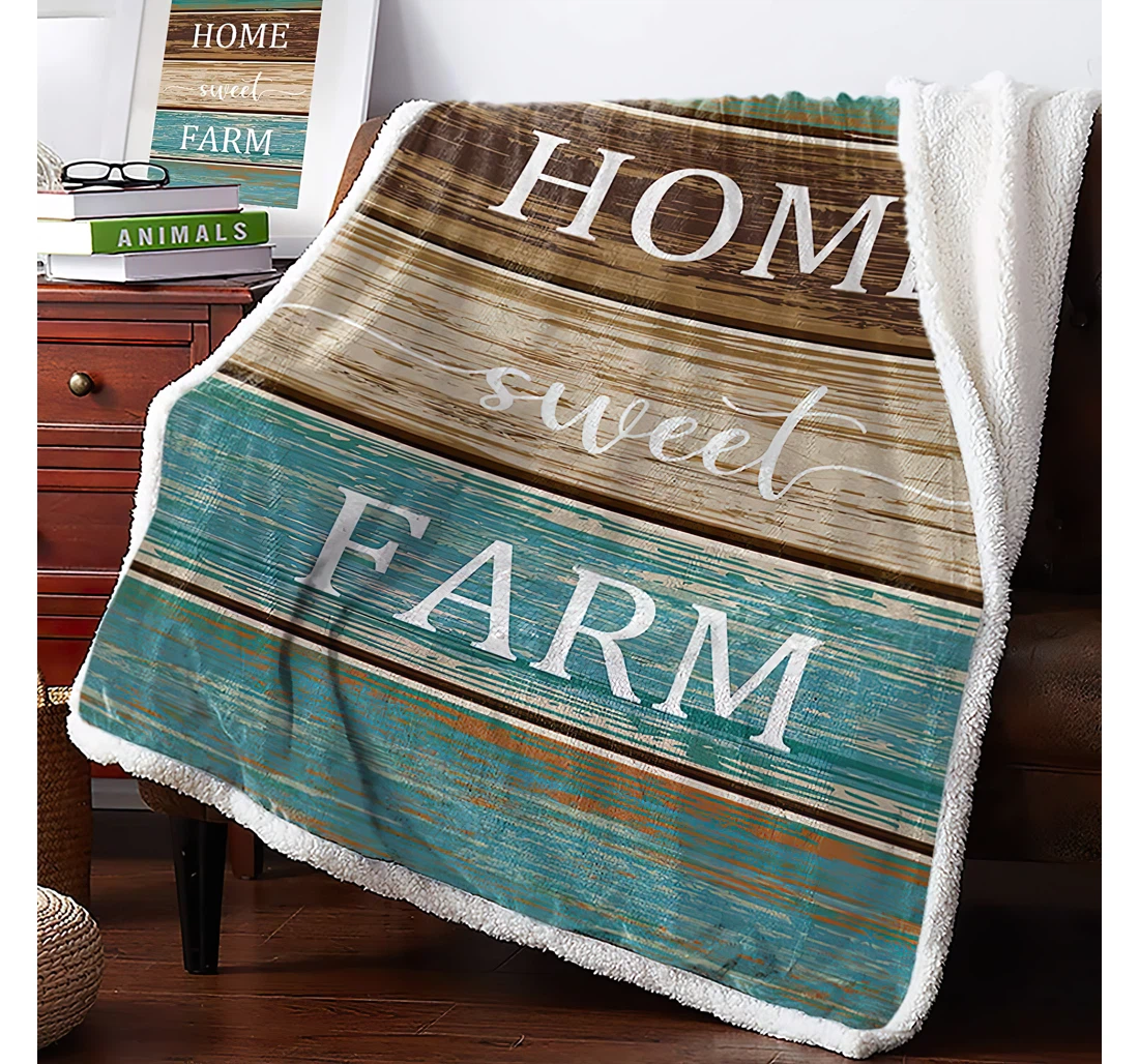 Throw Blanket, Quilt - Quotes Thick Reversible Chic Wooden Plank Sherpa Fleece