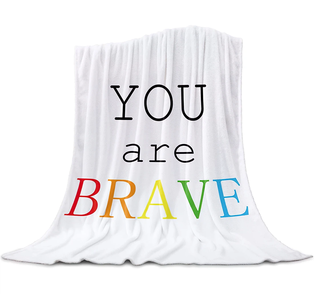 Throw Blanket, Quilt - Positive Quotes You Are Brave Sherpa Fleece