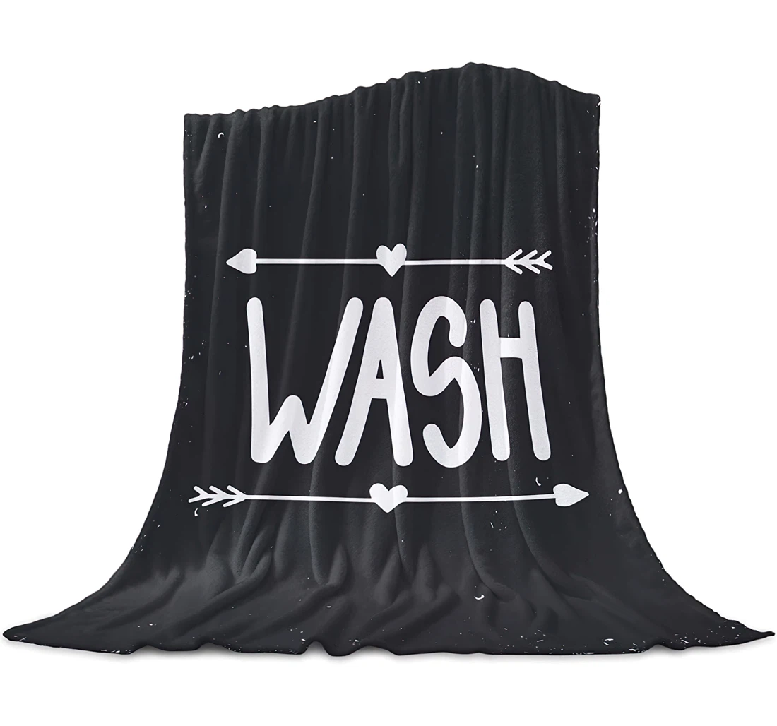 Throw Blanket, Quilt - WASH Quote Arrow Vintage Black Background Light Weight Sherpa Fleece