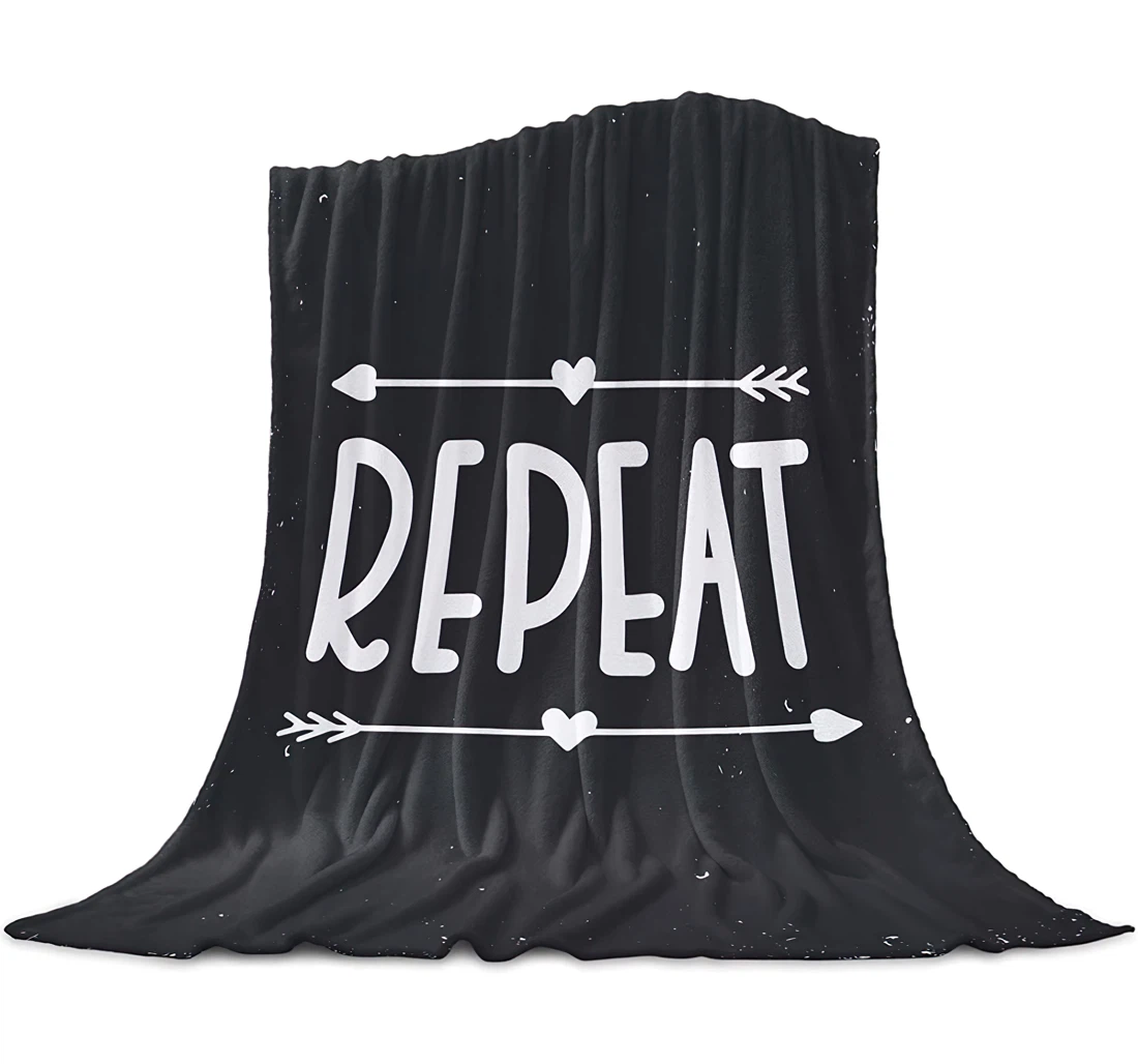 Throw Blanket, Quilt - Repeat Quote Arrow Vintage Black Background Light Weight Sherpa Fleece