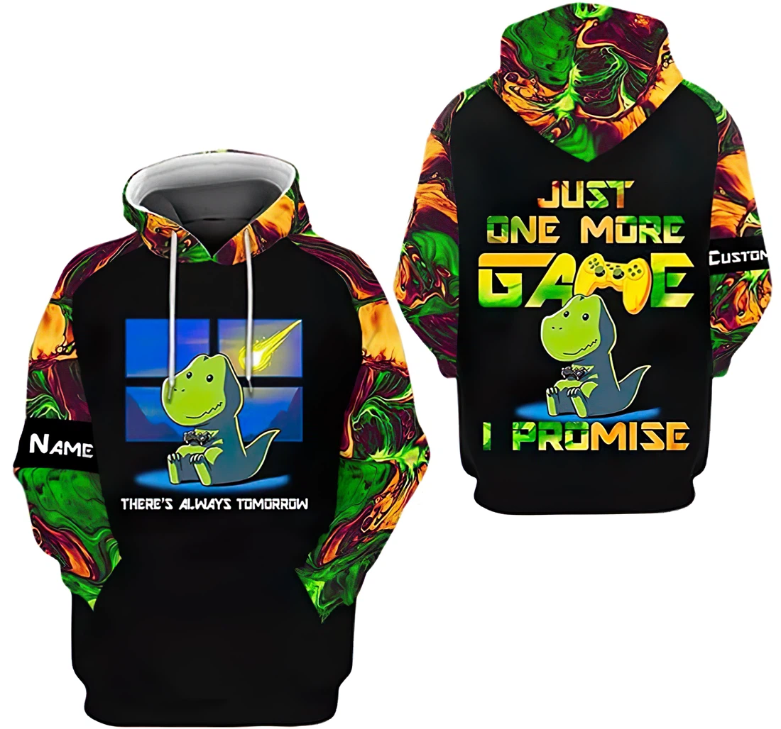 Personalized Name Gamer Dinosaur Just One Morse Game I Promise Included 3D Printed Hoodie