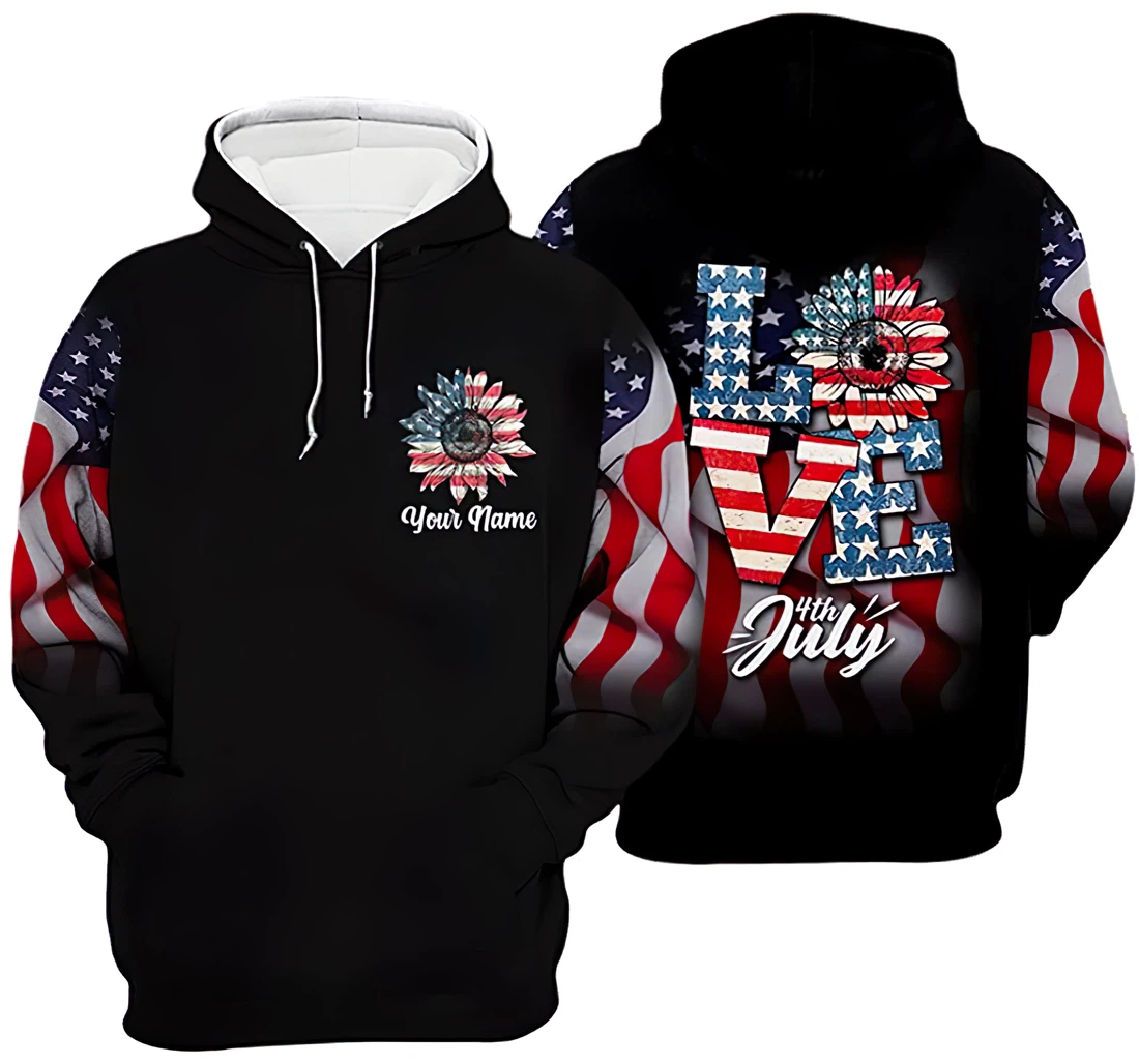 Personalized Name Us Love 4th Of July Included 3D Printed Hoodie