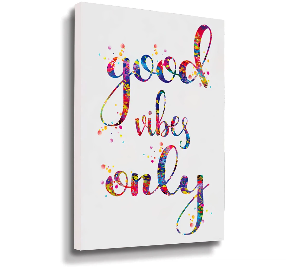 Good Vibes Only Watercolor Printed Poster, Framed Canvas, Wall Art