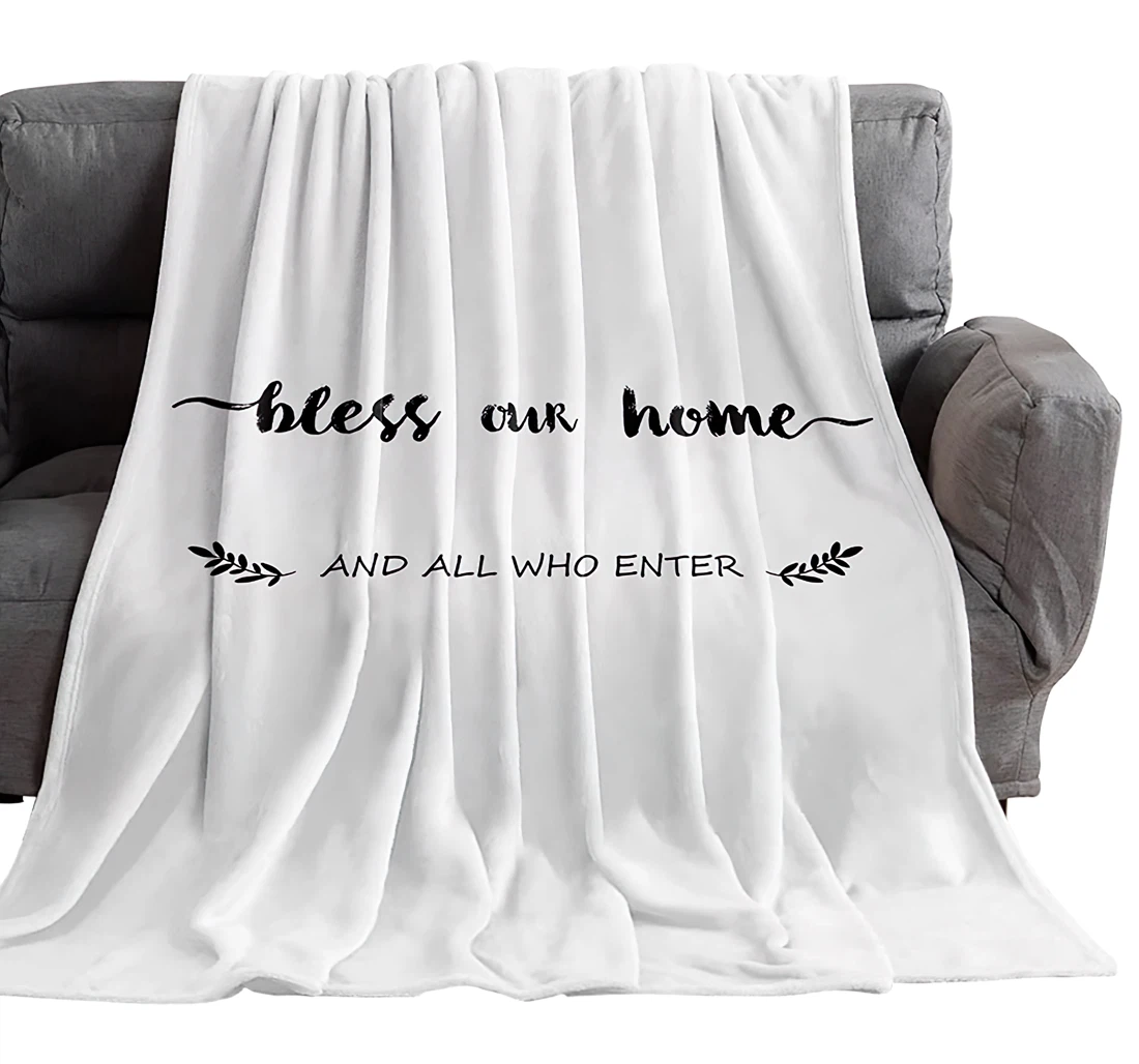 Throw Blanket, Quilt - Black Chic Healing Quotes Breathable White Sherpa Fleece