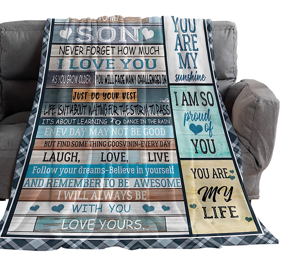 Throw Blanket, Quilt - Chic Healing Quotes On Wooden Plank Breathable Buffalo Lattice Sherpa Fleece