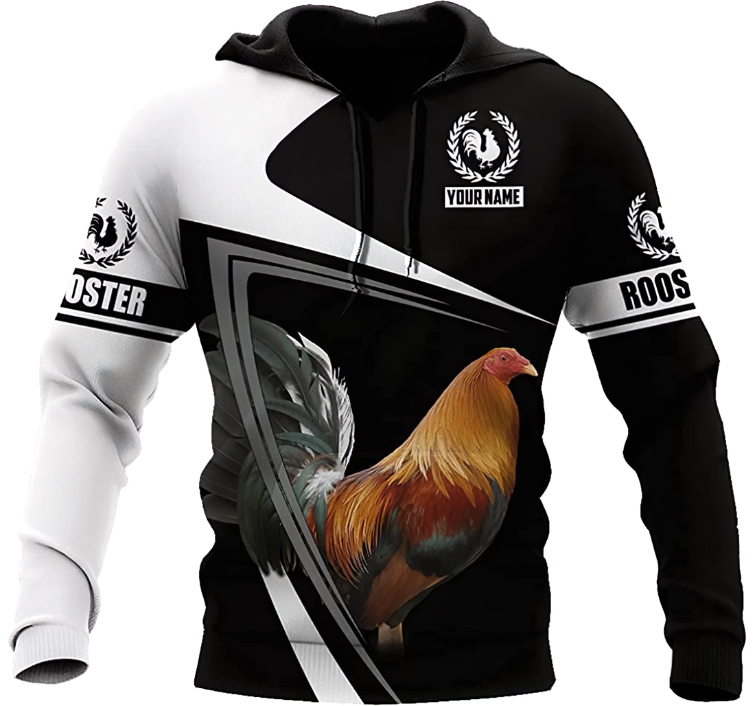 Personalized Rooster In And White Lightweight Premium Sportwear Up - 3D Printed Pullover Hoodie