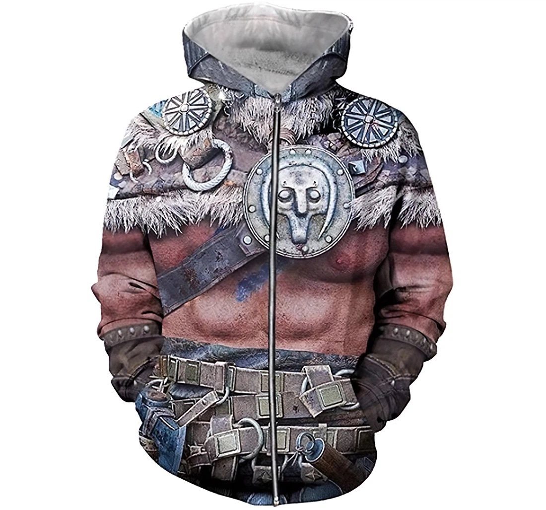Personalized Viking Warrior Warrior Lightweight Up - 3D Printed Pullover Hoodie