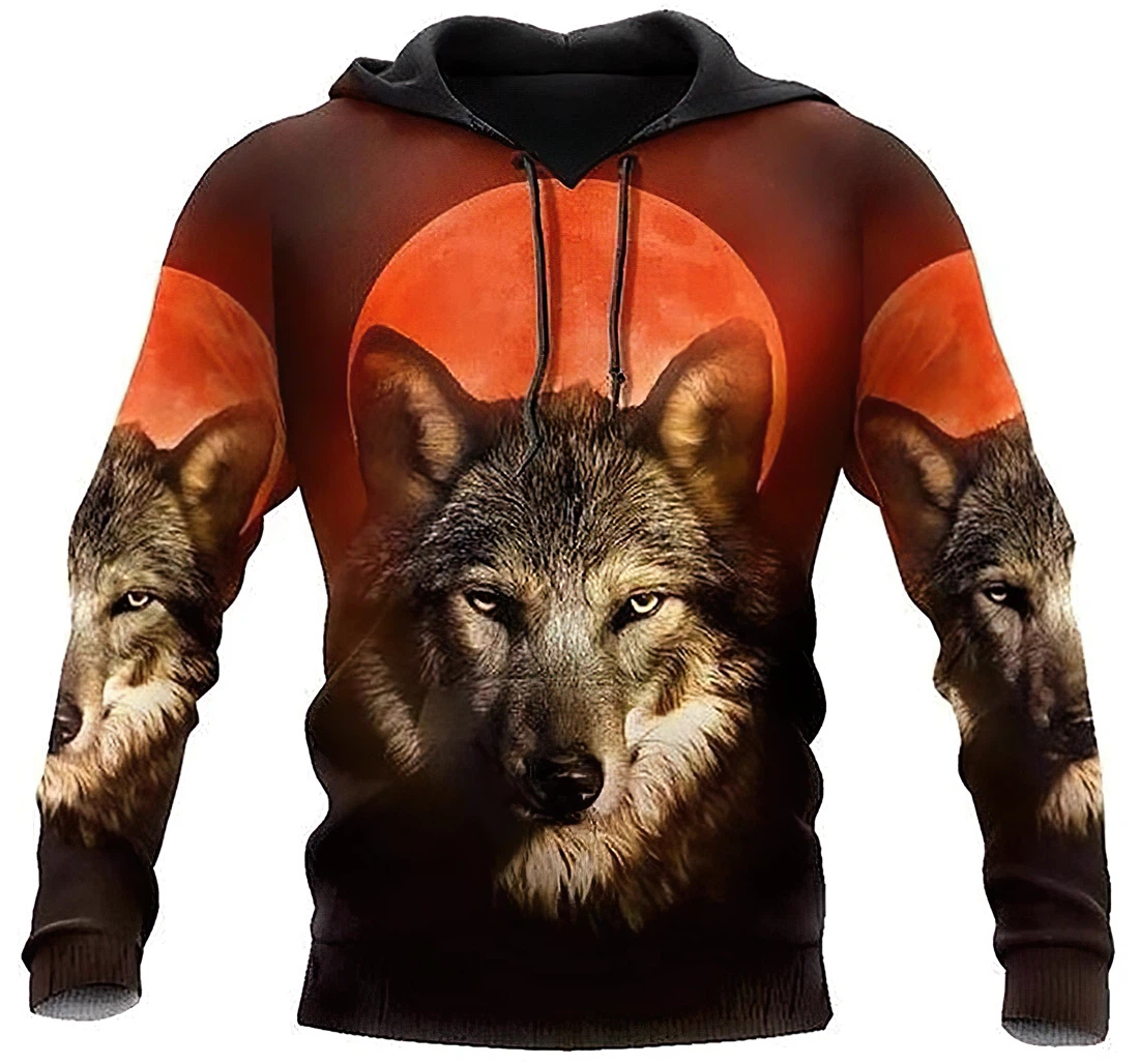 Personalized Wolf Wool With Pocket Native American Pattern Lightweight Up Full - 3D Printed Pullover Hoodie