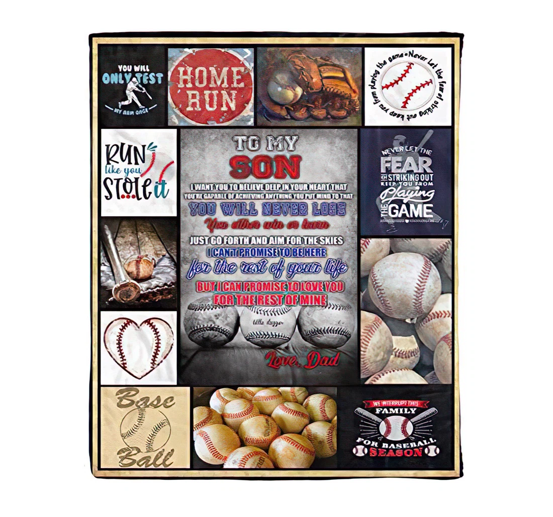 Throw Blanket, Quilt - Baseball Lover To My Son Lovely Quote Letter From Dad The Best Family On Sherpa Fleece