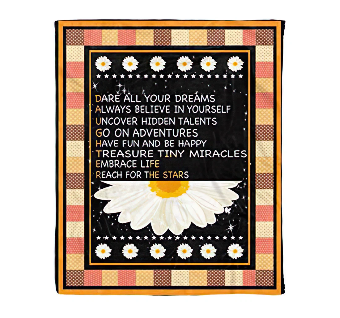 Throw Blanket, Quilt - Daughter Noun Meaning Lovely Quotes Daisy Flower The Best Family On Premium Sherpa Fleece