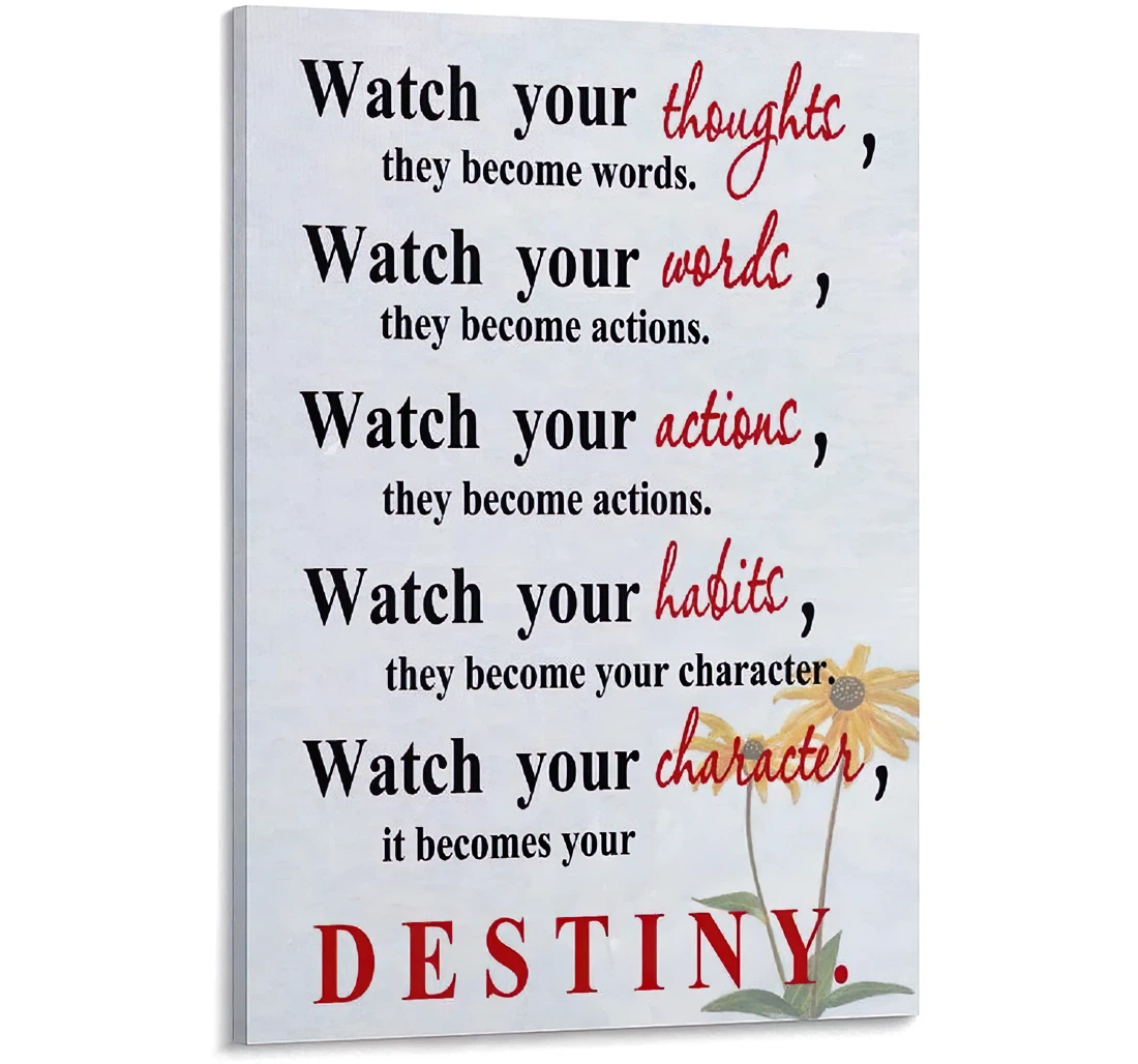 Watch Your Thoughts They Become Words Quotes Quotes Motto Art， Bathro Printed Poster, Framed Canvas, Wall Art