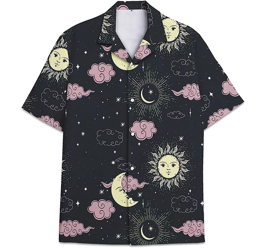 Sky Pattern Sun Moon Cloud Hawaiian Shirt, Button Up Aloha Shirt For Men, Women
