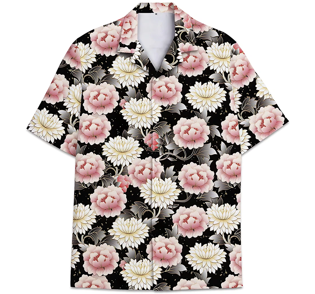 Colorful Pattern Pattern Flower Hawaiian Shirt, Button Up Aloha Shirt For Men, Women