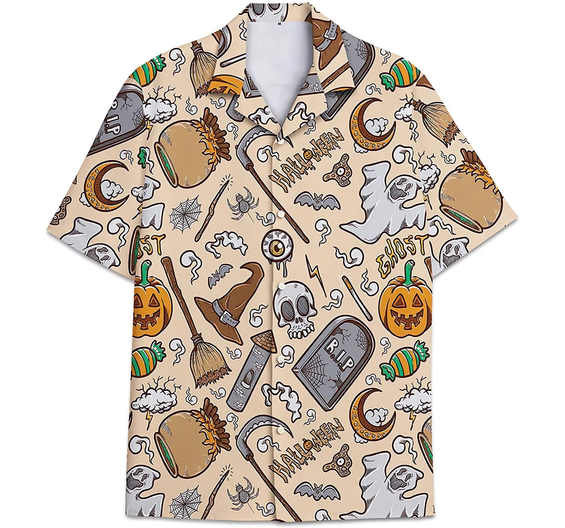 Halloween Pattern Gosh Pumpkin Hawaiian Shirt, Button Up Aloha Shirt For Men, Women