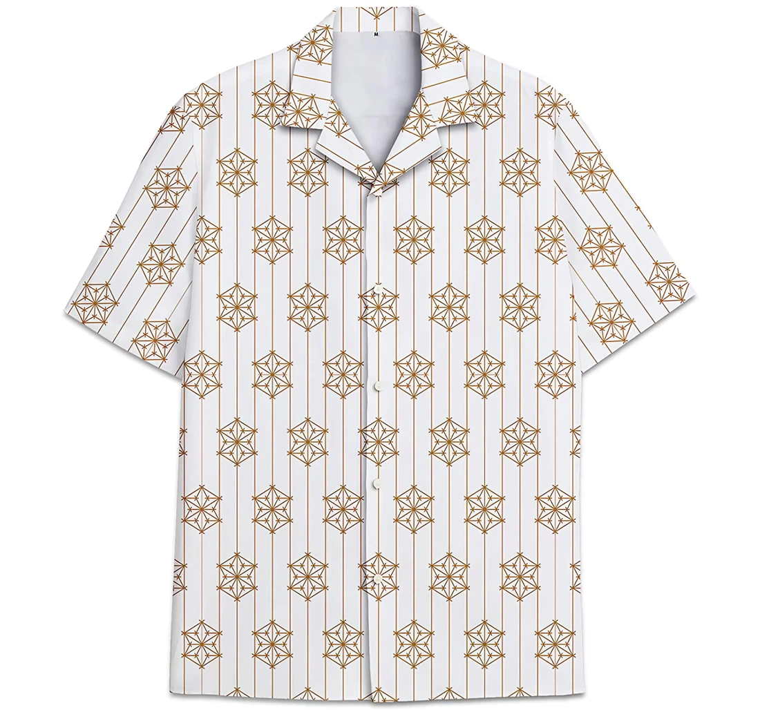 Classic Pattern Pattern Simple Geomatric Hawaiian Shirt, Button Up Aloha Shirt For Men, Women