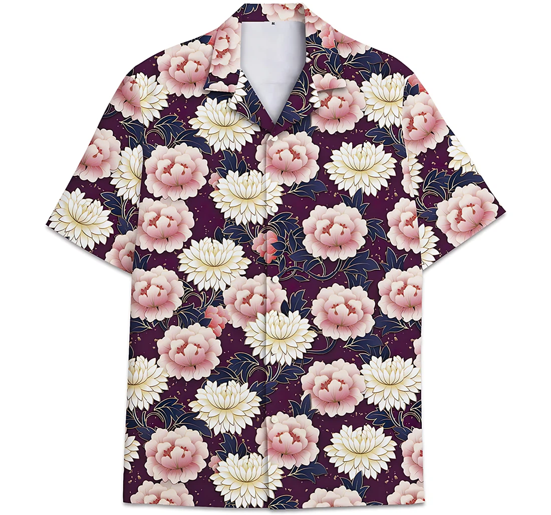 Personalized Colorful Pattern Pattern Flower Hawaiian Shirt, Button Up Aloha Shirt For Men, Women