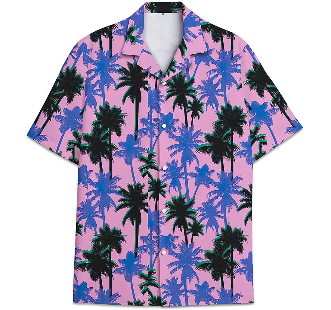 Personalized Purple Coconuts Trees Pattern Hawaiian Shirt, Button Up Aloha Shirt For Men, Women