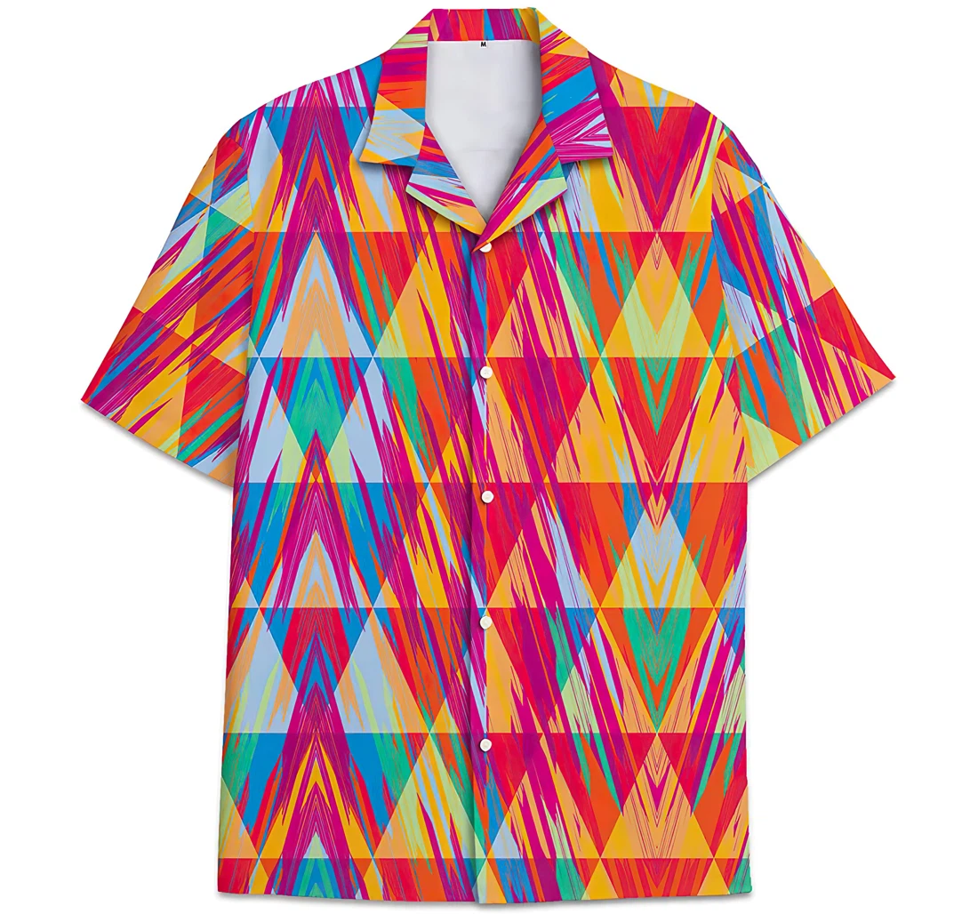 Personalized Abstract Pattern Pattern Geometric Hawaiian Shirt, Button Up Aloha Shirt For Men, Women