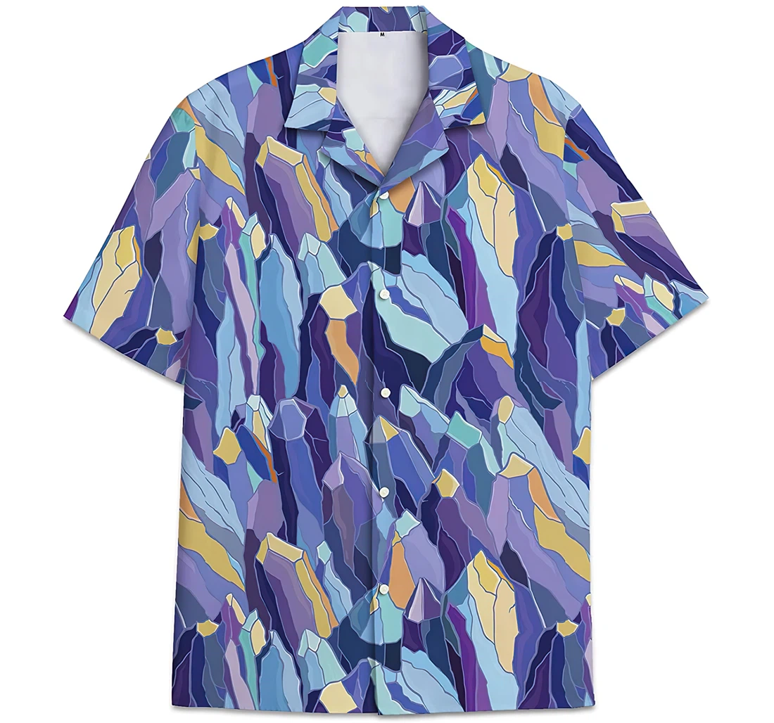 Personalized Colorful Rock Pattern Watercolor Pattern Hawaiian Shirt, Button Up Aloha Shirt For Men, Women