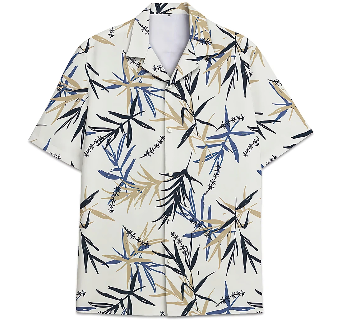Bamboo Leaves Pattern Hawaiian Shirt, Button Up Aloha Shirt For Men, Women
