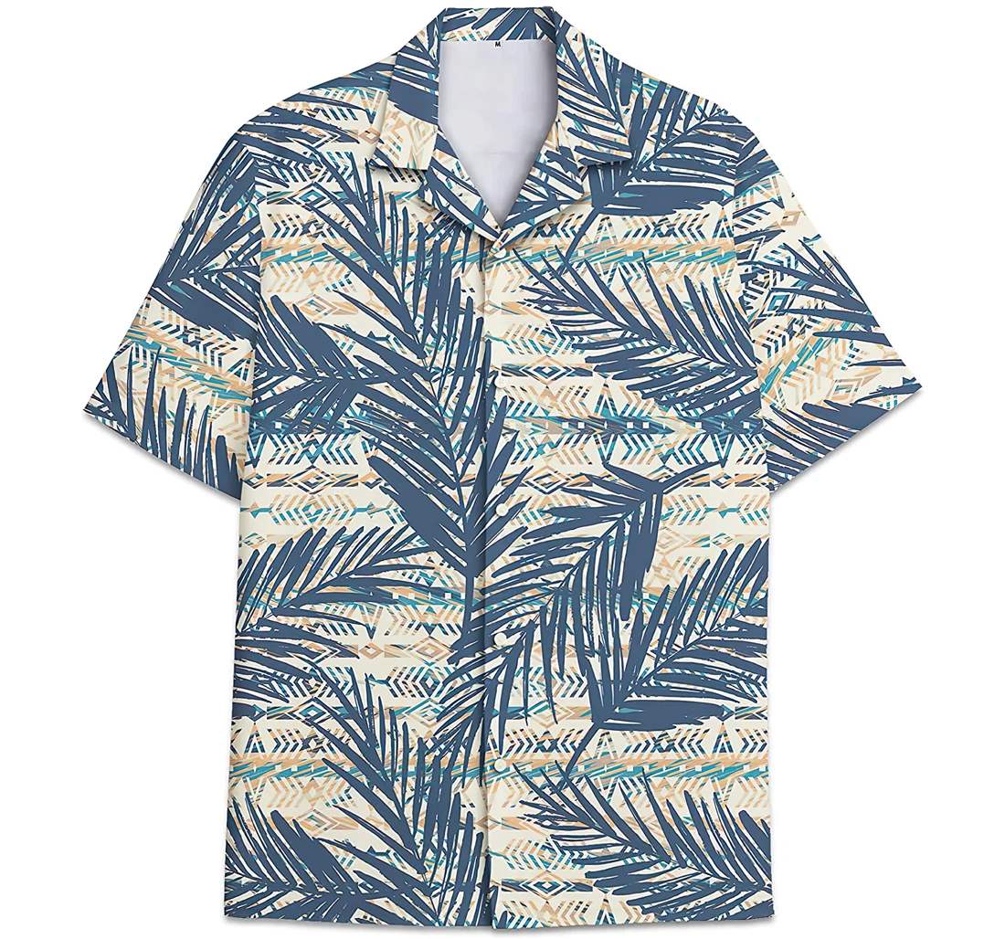Personalized Abstract Pattern Pattern Coconut Leaves Hawaiian Shirt, Button Up Aloha Shirt For Men, Women
