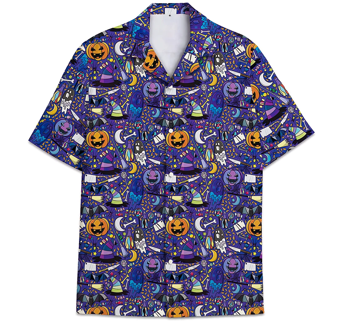 Halloween Pattern Gosh Pumpkin Hawaiian Shirt, Button Up Aloha Shirt For Men, Women