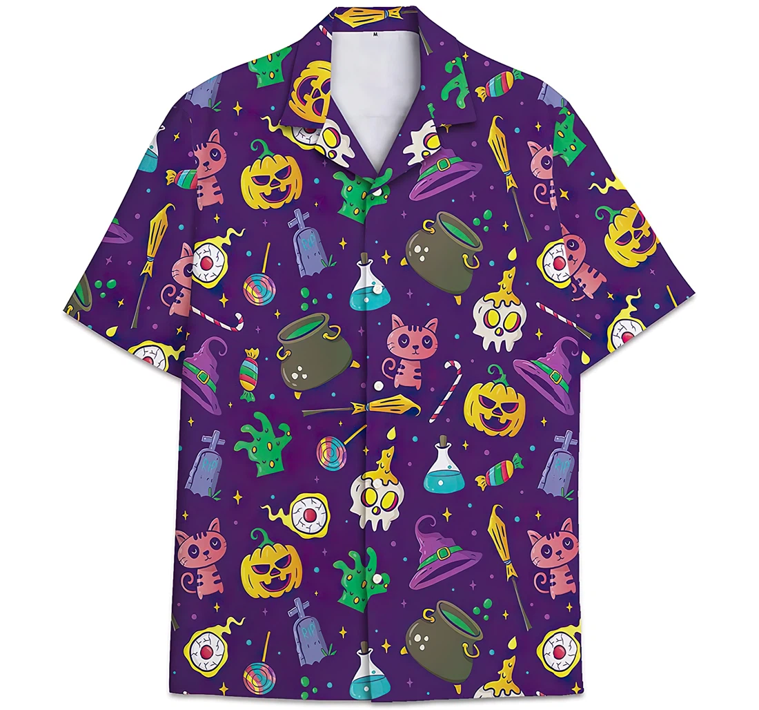 Personalized Halloween Pattern Gosh Pumpkin Witch Hawaiian Shirt, Button Up Aloha Shirt For Men, Women