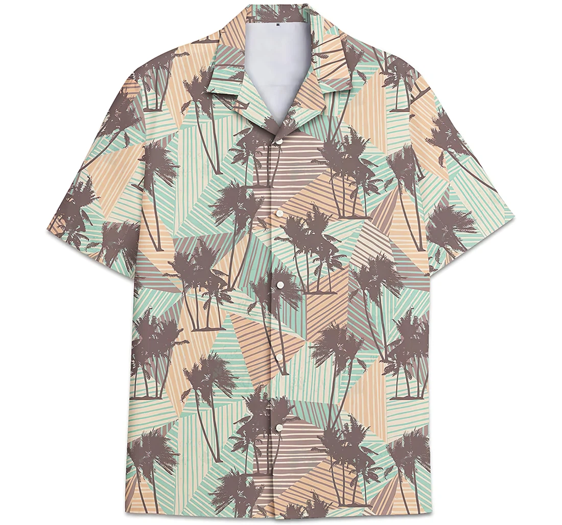 Abstract Pattern Pattern Coconut Tree Hawaiian Shirt, Button Up Aloha Shirt For Men, Women