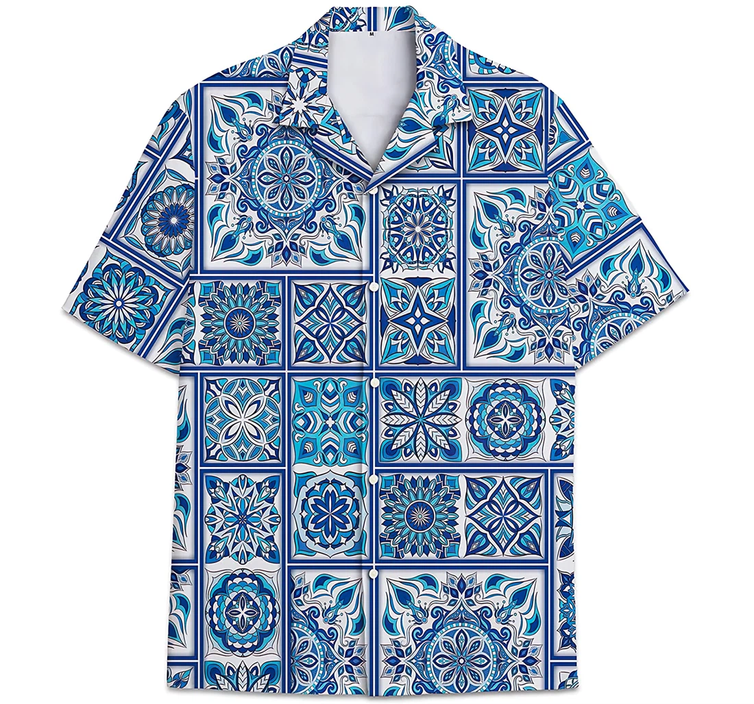 Personalized Classic Pattern Pattern Traditional Square Pattern Hawaiian Shirt, Button Up Aloha Shirt For Men, Women