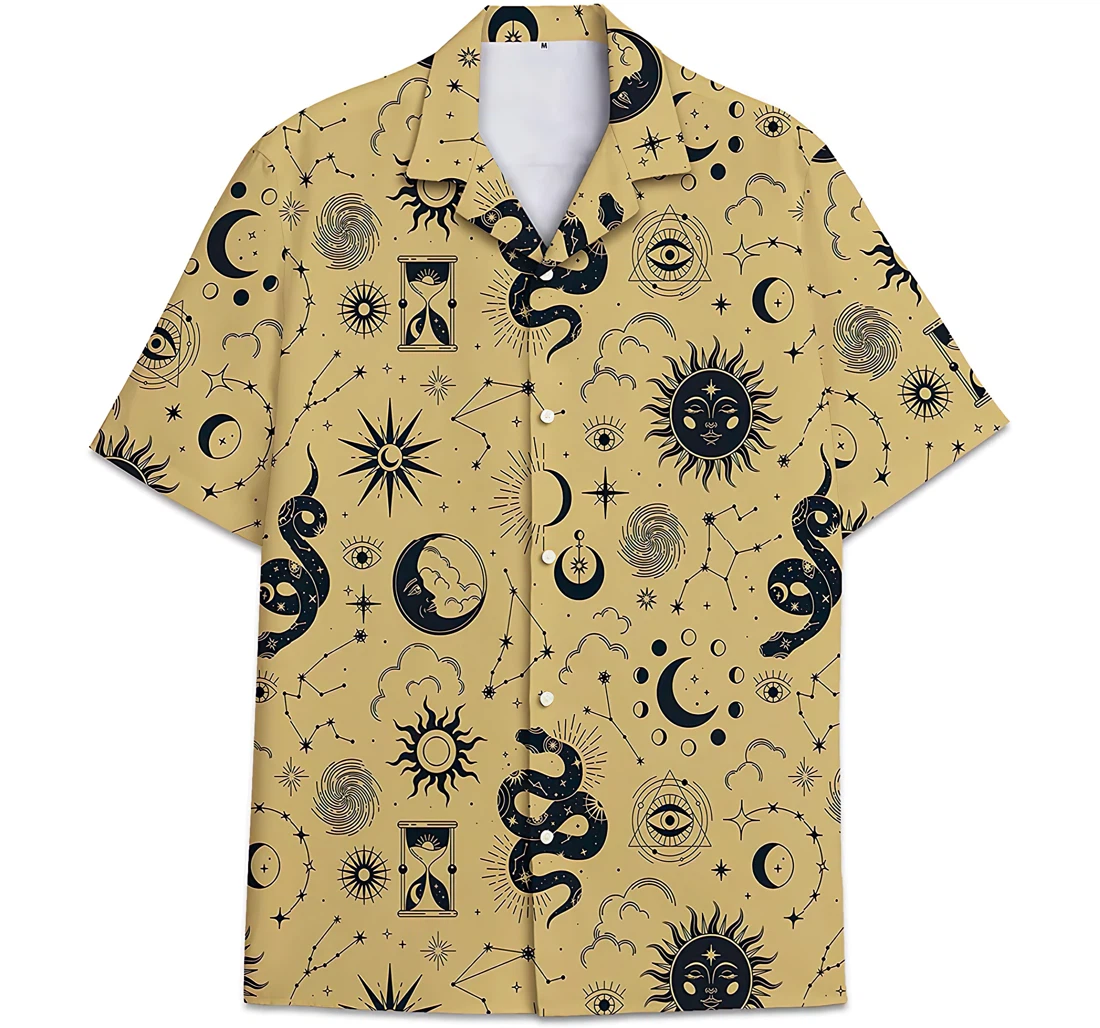 Personalized Snake Pattern Sun Hourglass Hawaiian Shirt, Button Up Aloha Shirt For Men, Women