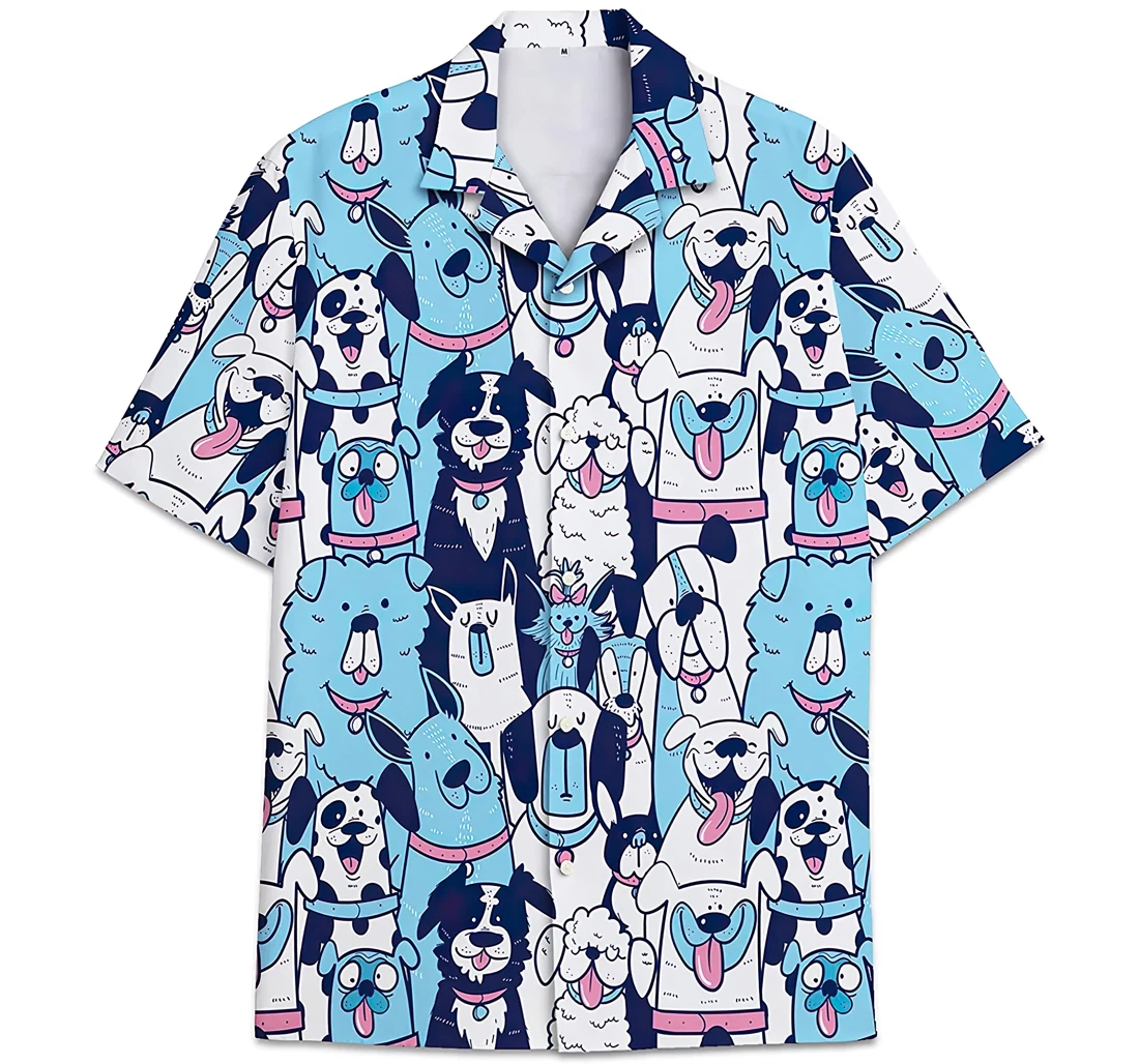 Personalized Character Pattern Pattern Dog Breed Hawaiian Shirt, Button Up Aloha Shirt For Men, Women
