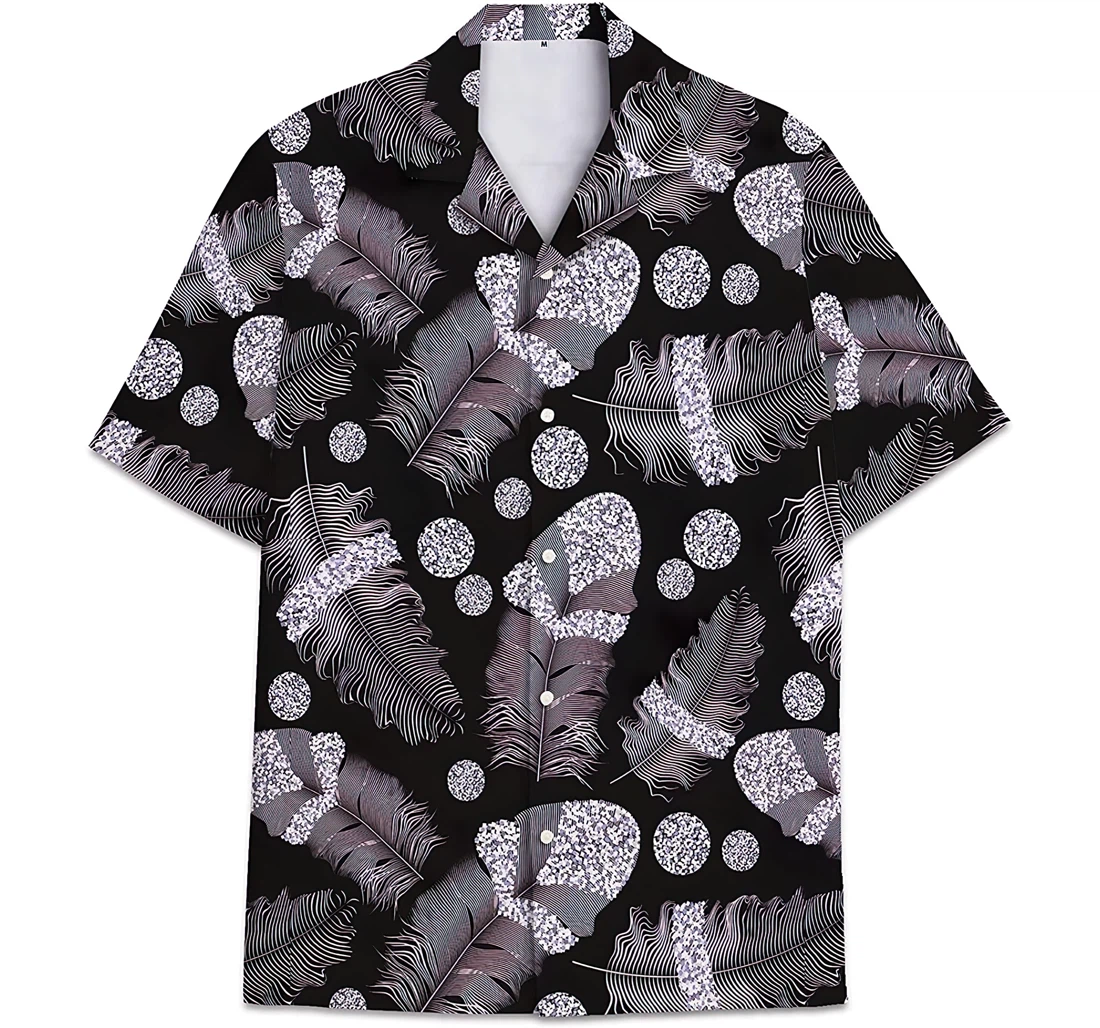 Personalized Feather Pattern Hawaiian Shirt, Button Up Aloha Shirt For Men, Women