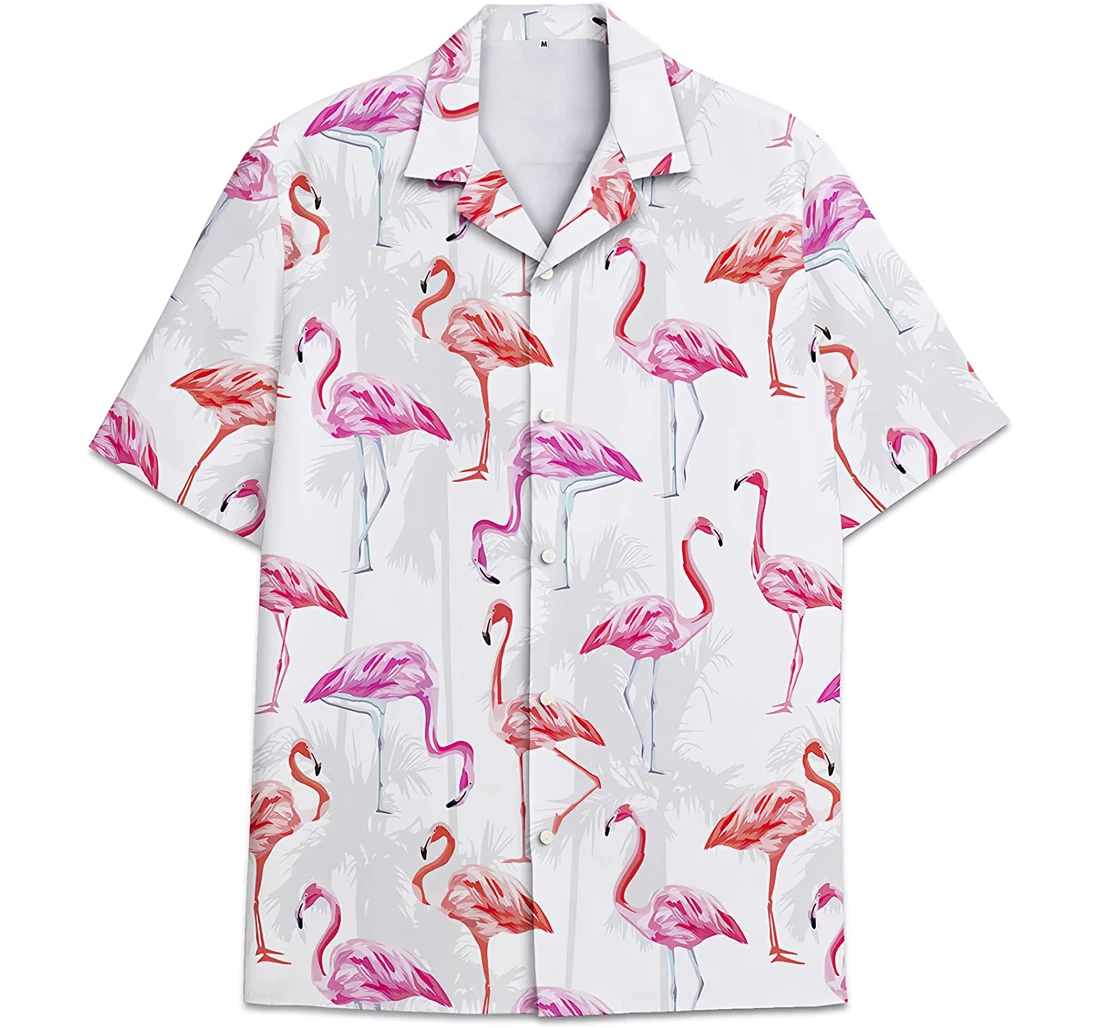 Personalized Flamingo Pattern Purple Orange Bird Hawaiian Shirt, Button Up Aloha Shirt For Men, Women